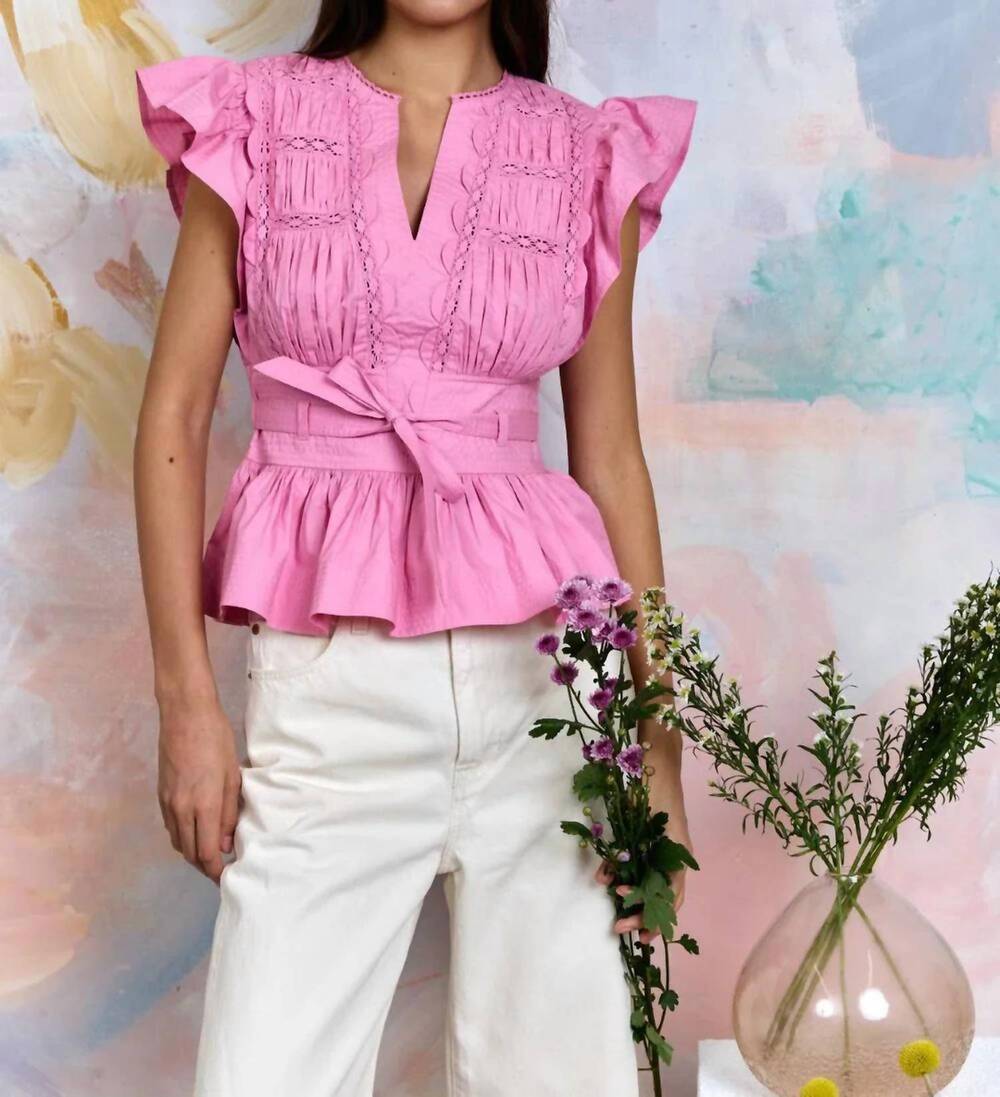 NEW LOVE THE LABEL madelyn v-neck top in pink